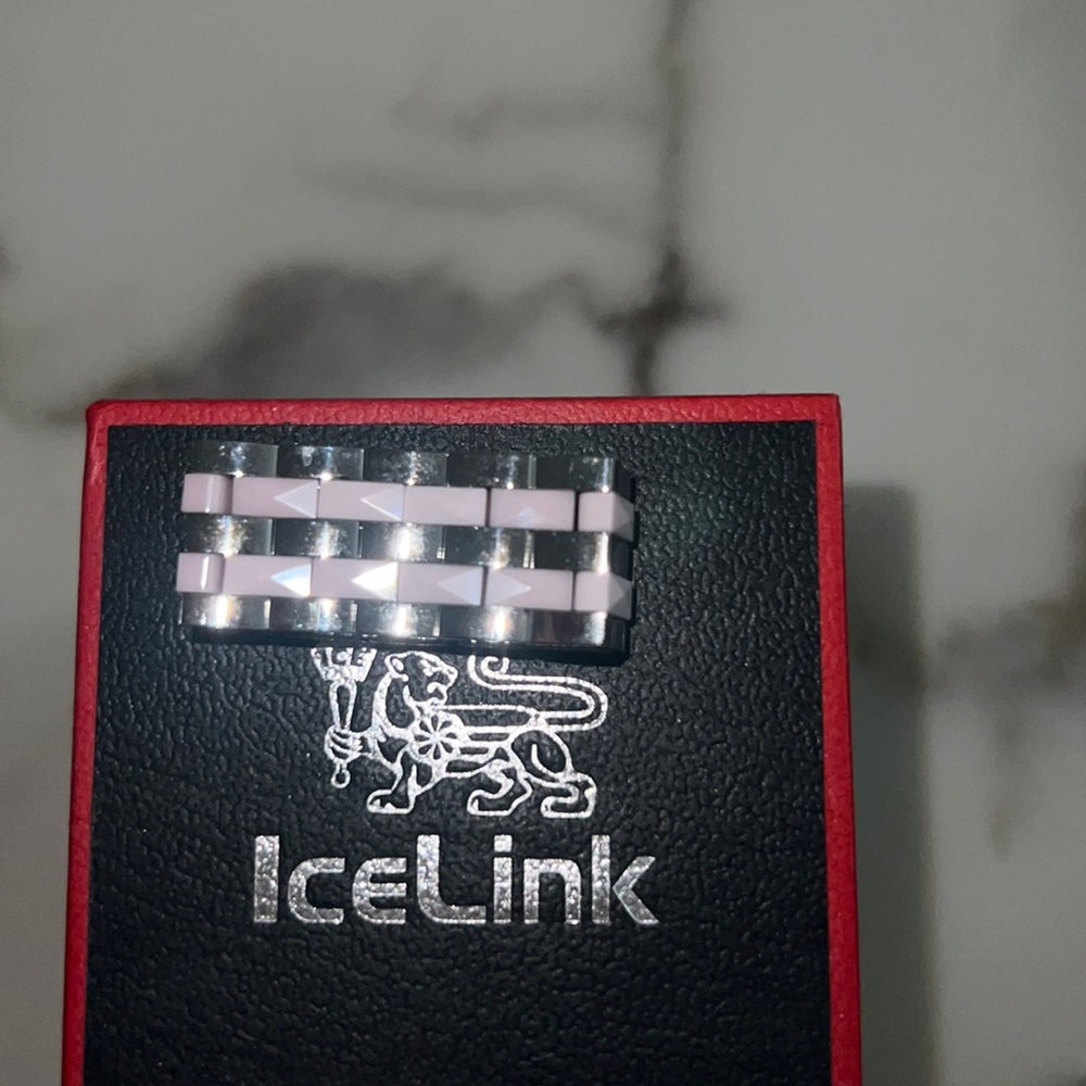 Icelink pink and silver ring
